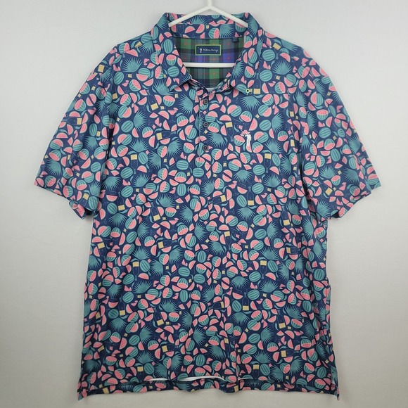 William Murray Golf Other - William Murray Mens Button Up Shirt Blue XL Watermelon Print Golf Casual Stretch